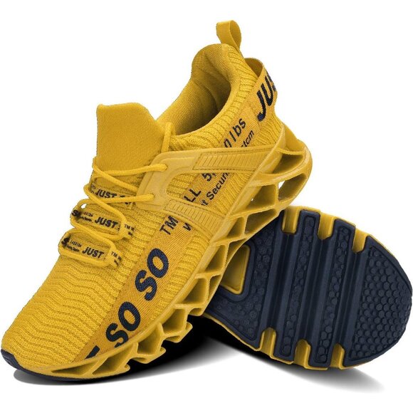 Women's Yellow Running Walking Tennis Blade Non Slip Athletic Sneakers Shoes - Picture 6 of 6